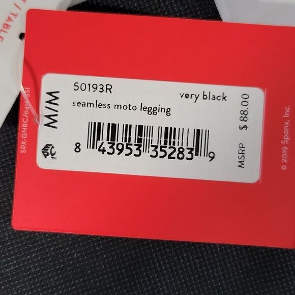 Spanx Seamless Moto Leggings Womens Medium (Sz 6-8) Very Black Shaping Ankle NEW - Picture 12 of 13
